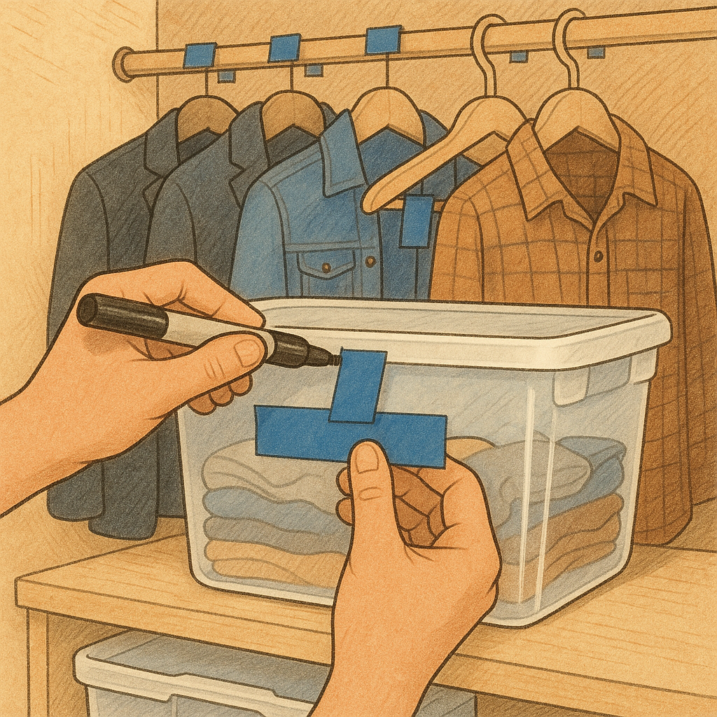 Painter's tape labels you can peel off in April
