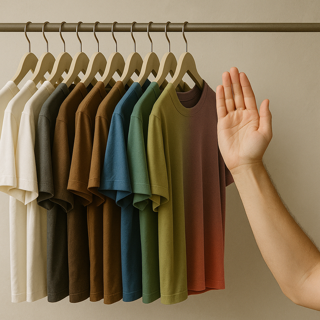 The hanger gradient: arrange by color family, then squint