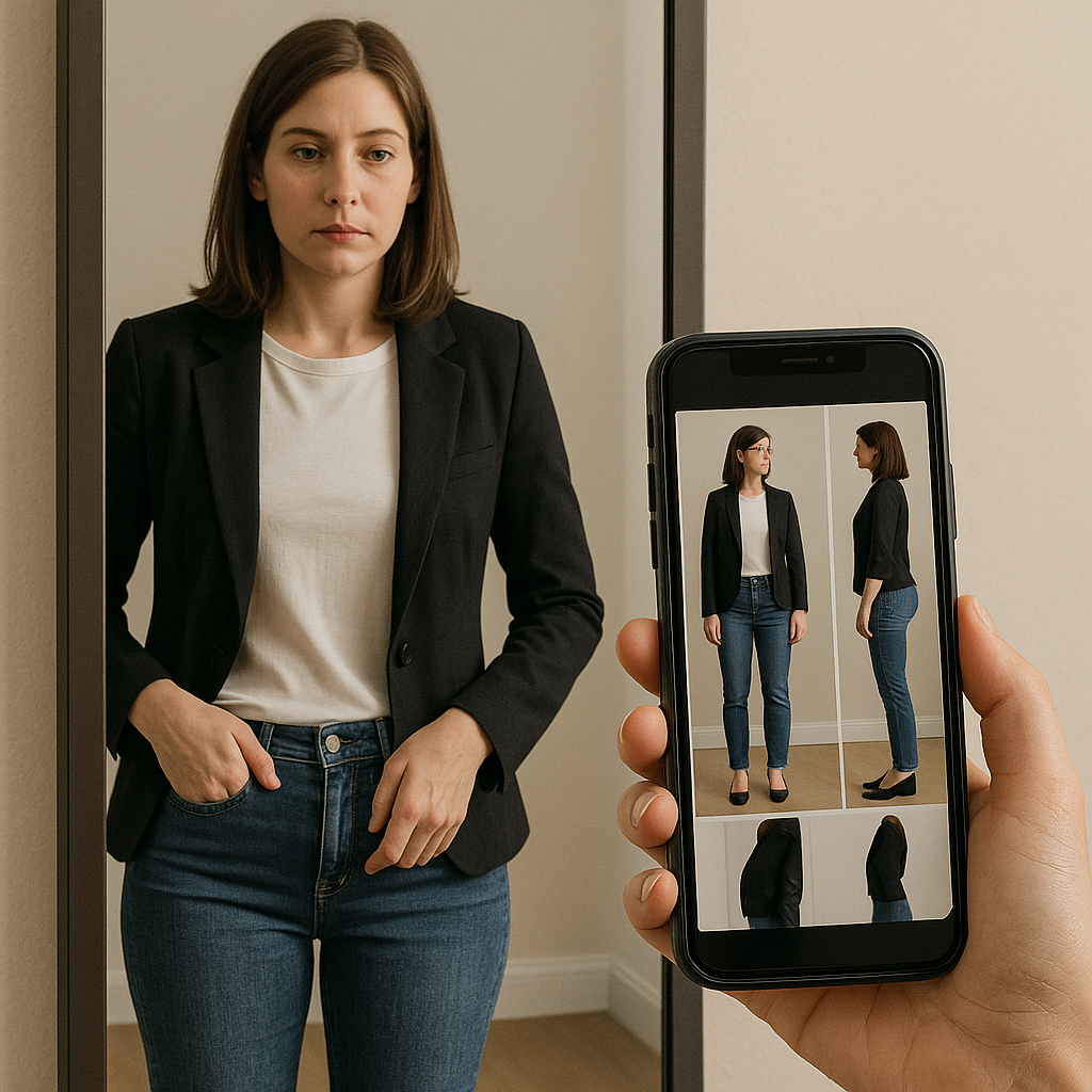 The mirror lies, so I keep a two-photo log