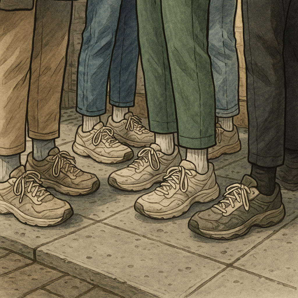 The sidewalk shoe cluster check