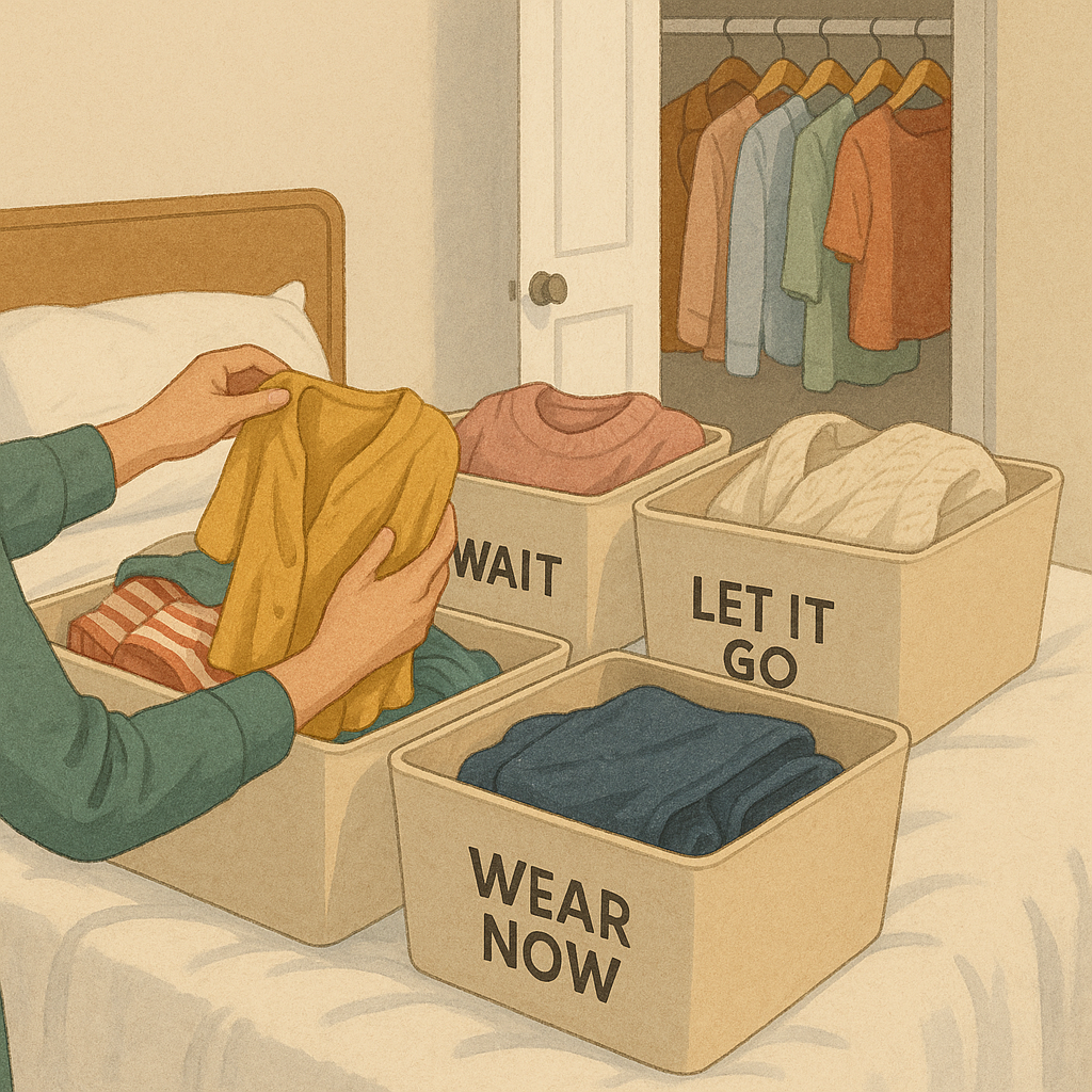 The three-bin sort I do before anything goes on a hanger