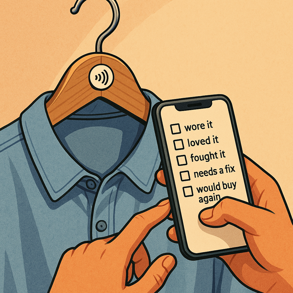 NFC tags on hangers: the lazy log you'll keep